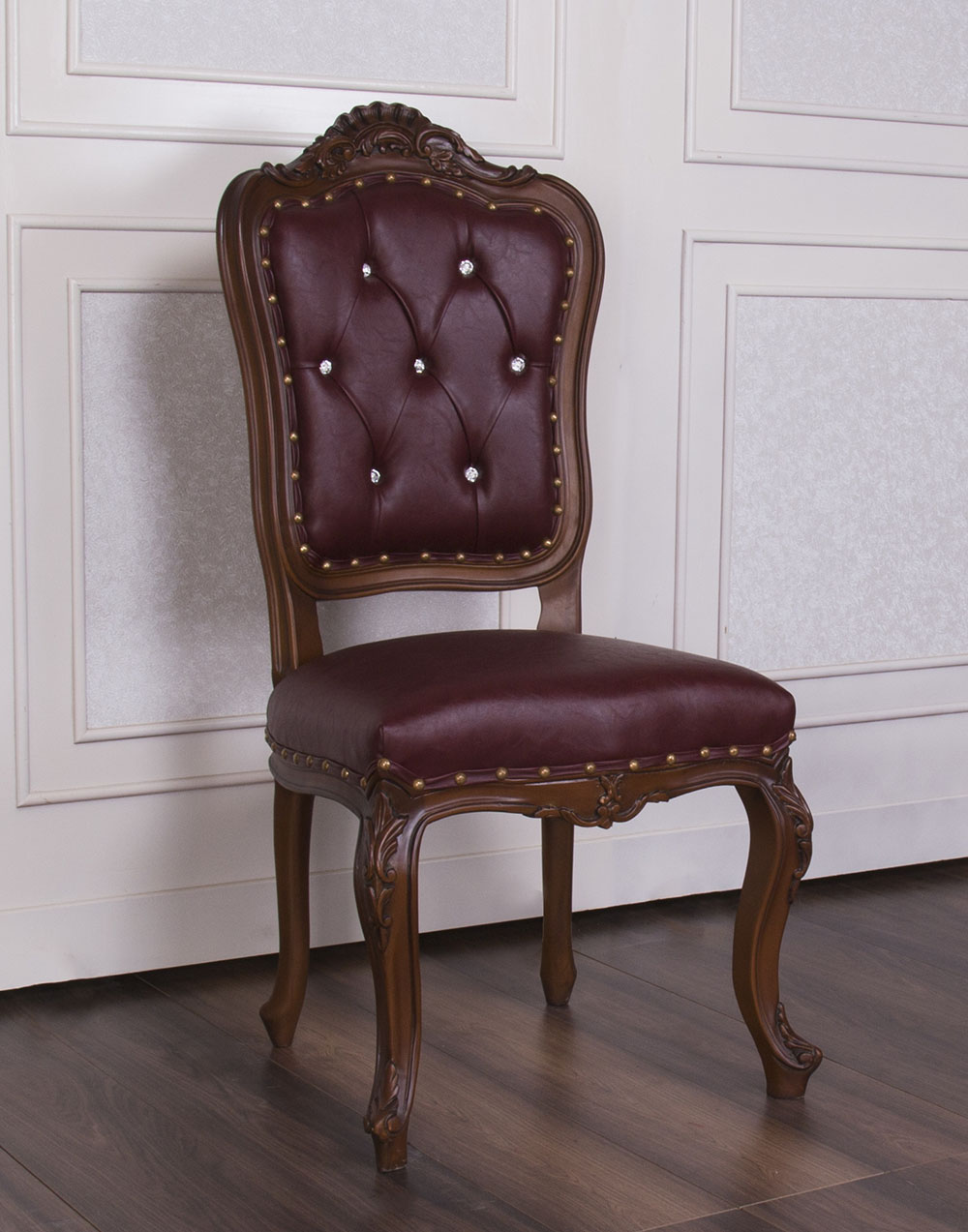 Dark Wood & Burgundy HORUS Dining Chair